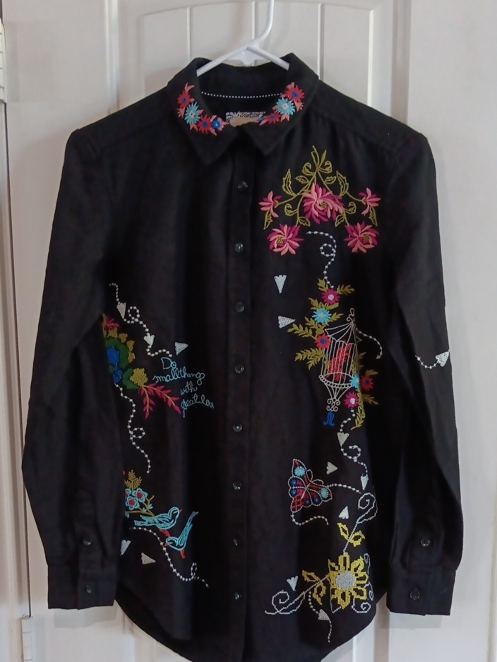Pilcro Anthropologie Embroidered Western Shirt Do Small Things With Love XXS